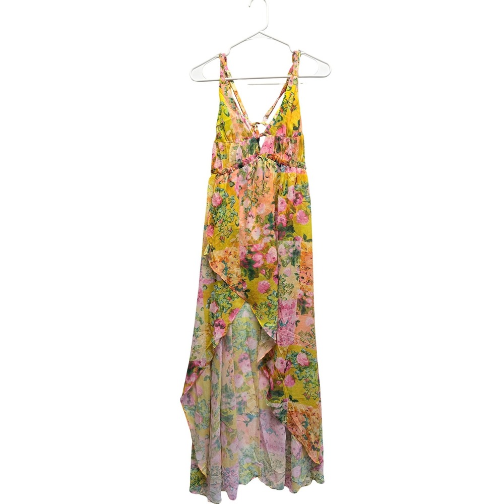 NWT For Love & Lemons Asymetric Madison Chiffon Dress Gown Cut Out